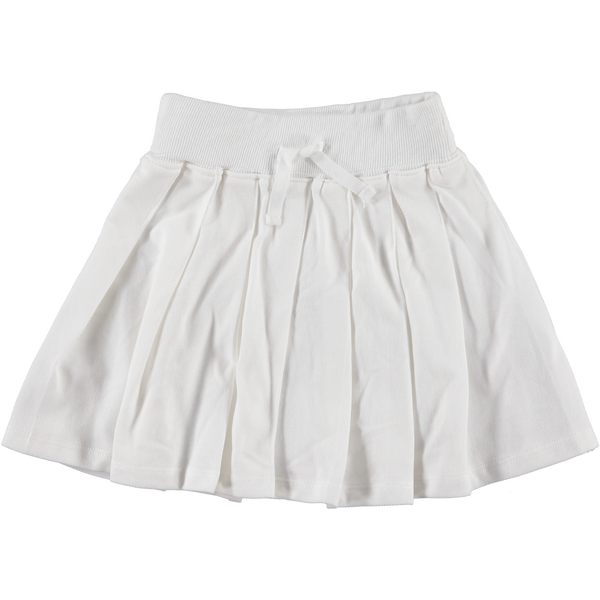 Bonjoy White Blue Pique Box Pleat Skirt