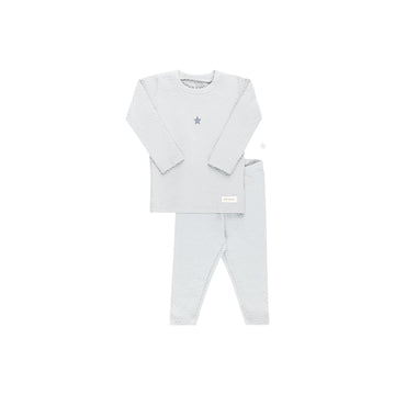 Ely's & Co Embroidered Heart and Star Collection- Star/Ivory - Long Sleeve Lounge Set
