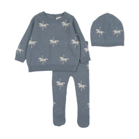 Bee & Dee Stone Grey Knit Carousel Horse Collection Two Piece