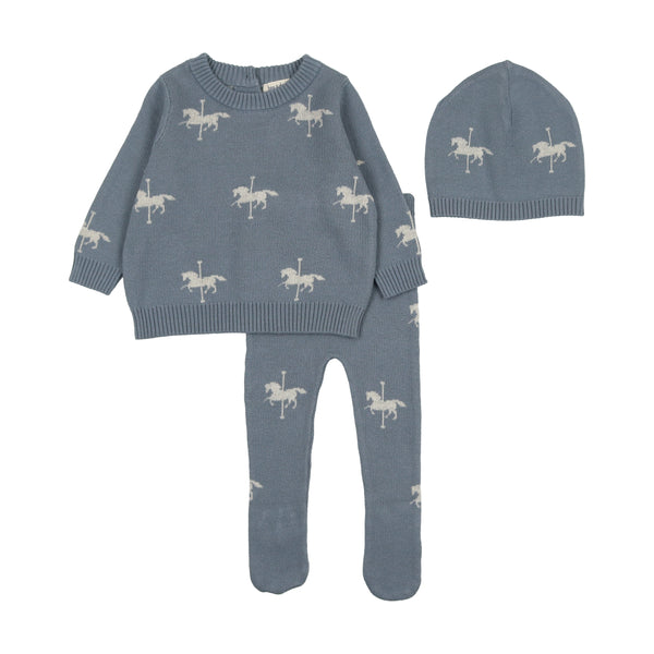 Bee & Dee Stone Grey Knit Carousel Horse Collection Two Piece