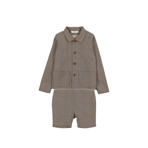 Coco Blanc Plaid Boys Suit Stretch