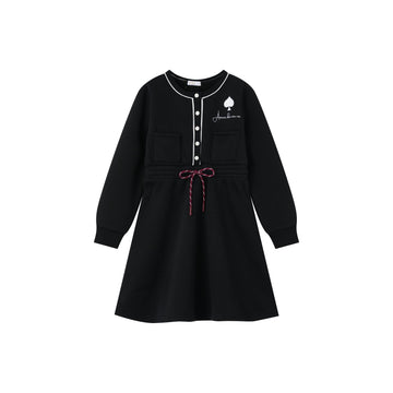 Coco Blanc Sweatshirt Dress - Black CB4014