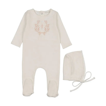 Peluche Botanical Pink Footie Set