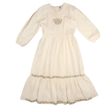 Noma White Floral Cross Stitch Embroidery Teen Dress (NDR922)
