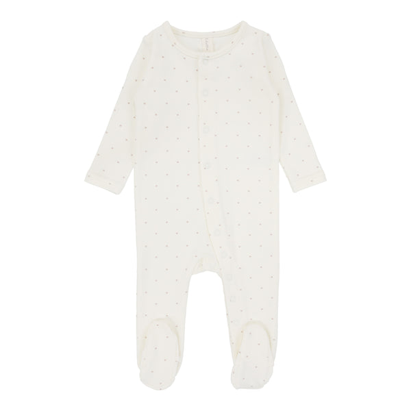 Lilette By Lil Legs Tiny Heart Footie Cream