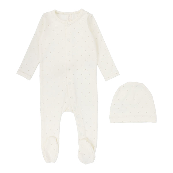 Lilette By Lil Legs Tiny Star Footie Set Cream