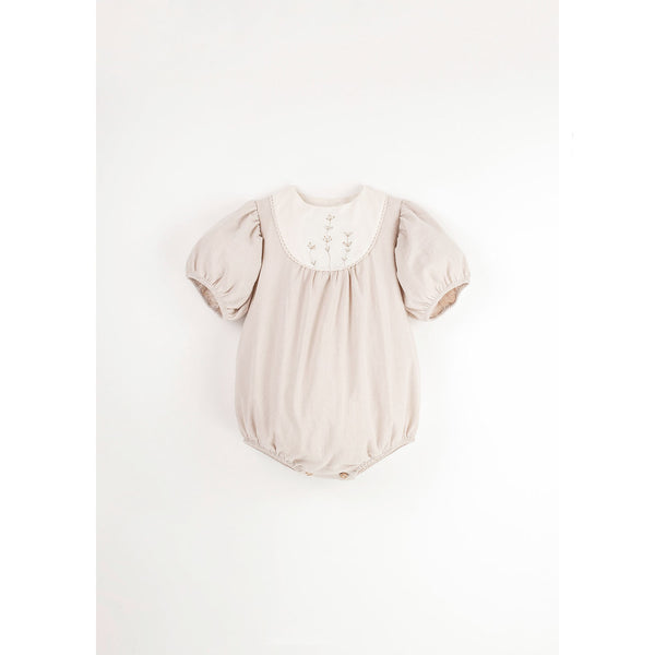 Popelin Sand Embroidered Romper Suit With Yoke (Mod.7.2)