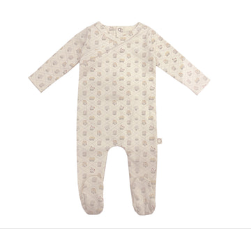 Citrine Trellis Floral Footie Natural/Pink