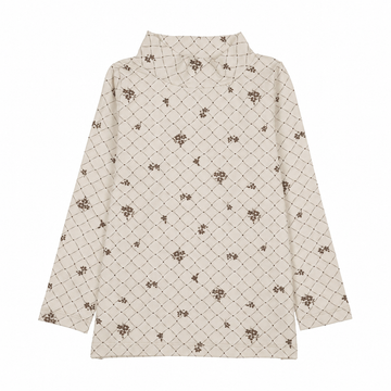 Kin and Kin Umber Floral Print Mockneck T-Shirt