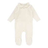 Lilette By Lil Legs Velour Collar Footie Cream