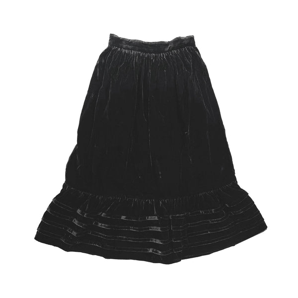 Petite Amalie Black Velvet Pleated Skirt Midi (This Skirt in Midi)