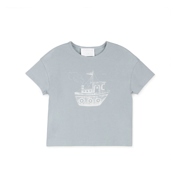 Phil and Phoebe Light Blue Tugboat Sketch Tee