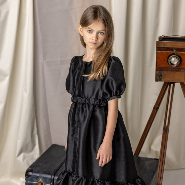 Mummymoon Deep Black Tafetta Ieva Maxi Dress