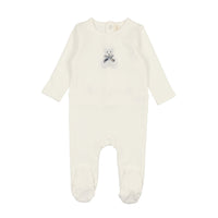Lilette By Lil Legs Embroidered Footie White Bear