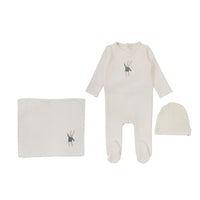 Lilette By Lil Legs Handdrawn Layette Set Milk/Bunny