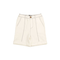 Belati Jersey White Double Line Stitch Detail Shorts (BBM558)