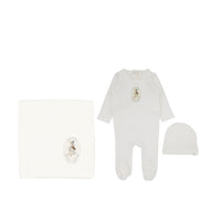 Lilette By Lil Legs French Terry Print Layette Set Winter White/Goose