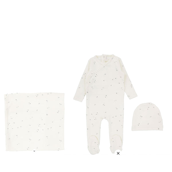 Lilette By Lil Legs Printed Wrapover Layette Set Clover Ivory