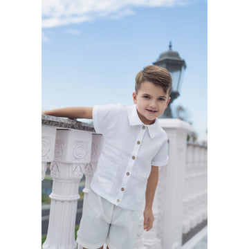 Gott White Linen Button Down Shirt