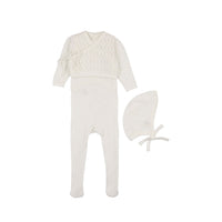 Mema Knits Winter White Pointelle Two Piece Set + Bonnet (M326)