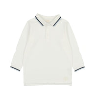 Analogie By Lil Legs Long Sleeve Polo White/Blue Trim