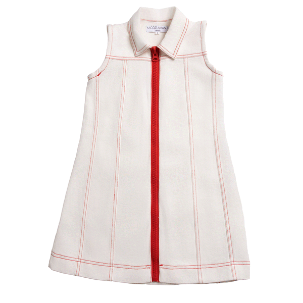 Mode Avant Paris White Denim Red Zip Jumper