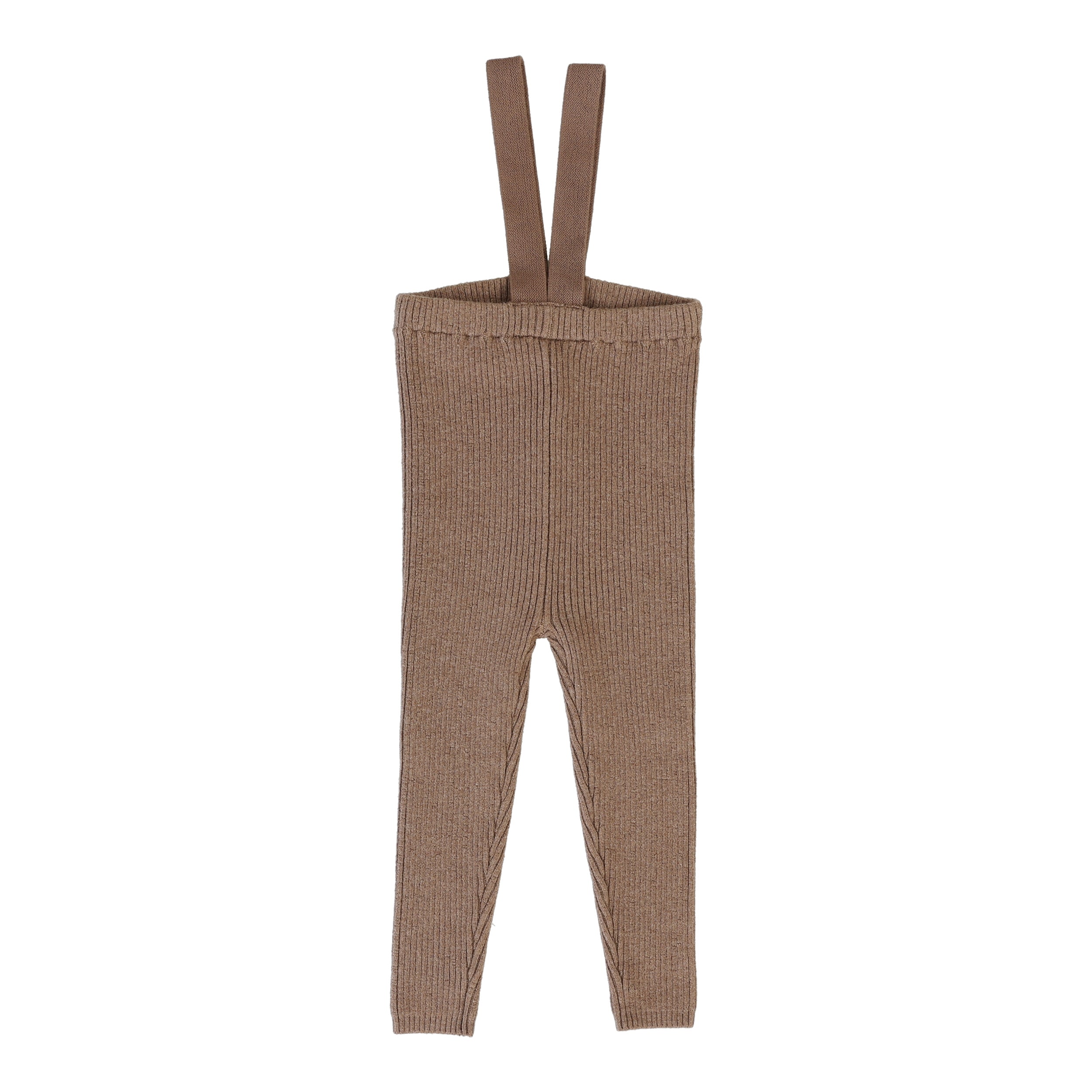 Lil Legs Knit Long Suspender Leggings Dark Sand | Buttons Bebe