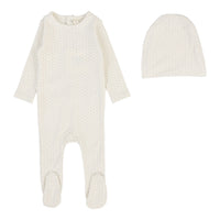 Lilette By Lil Legs Dotted Footie Set Cream/Blue