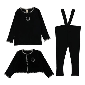 Lilette by Lil Legs Black Lilette Velour Cardi Lounge Set