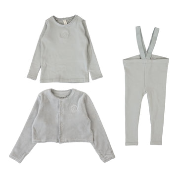 Lilette by Lil Legs Dusty Blue Lilette Velour Cardi Lounge Set