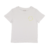 Bopop White Tee - Yellow Print - Short Sleeve (Grey Denim)