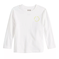 Bopop White Tee - Yellow Print - Long Sleeve (Grey Denim)