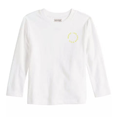 Bopop White Tee - Yellow Print - Long Sleeve (Grey Denim)