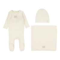 Lilette By Lil Legs Pointelle Emblem Layette Set Cream