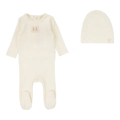 Lilette By Lil Legs Pointelle Emblem Footie Set Cream