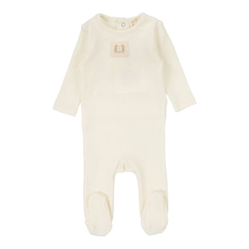 Lilette By Lil Legs Pointelle Emblem Footie Cream