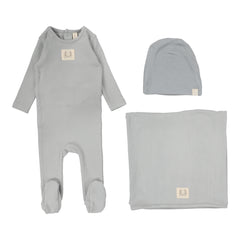 Lilette By Lil Legs Pointelle Emblem Layette Set Light Blue