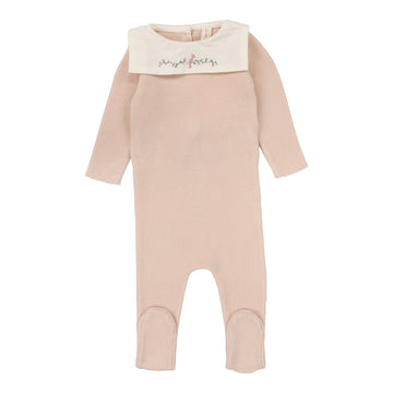 LILETTE  BY LIL LEGS  BY LIL LEGS SOFT PINK KNIT COLLAR FOOTIE