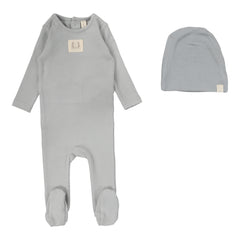Lilette By Lil Legs Pointelle Emblem Footie Set Light Blue