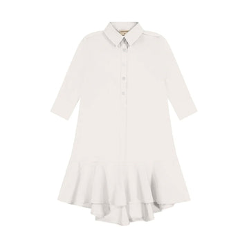 Zeebra Kids White Dove Tiered Shirt Dress