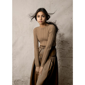 HEV Olive Basic Ribbed Knit Textured Shell