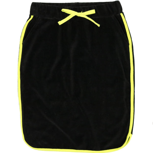 Urbani Black W/Neon Yellow Velour Dolphin Skirt
