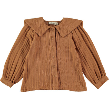 Bella Chiara Rust Double Gauze Big Collar Blouse