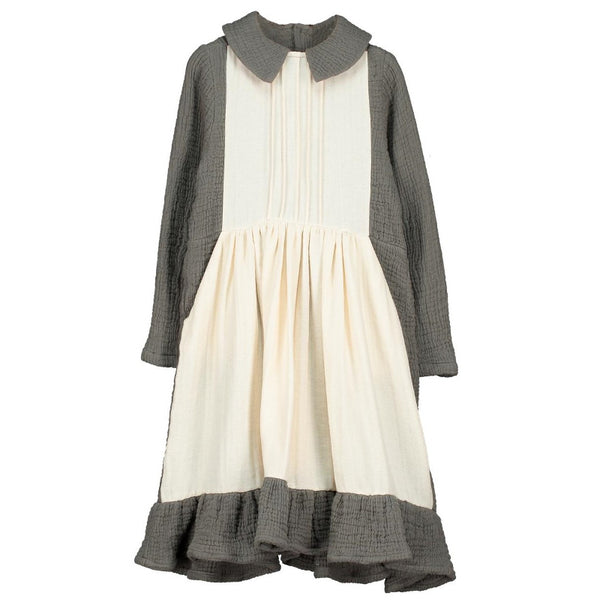 Belle Chiara Grey Museline Apron Dress