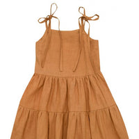 HEBE Brown Linen Dress With Straps