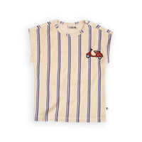 Carlijnq Stripes blue - no sleeve shirt boxed wt embroidery
