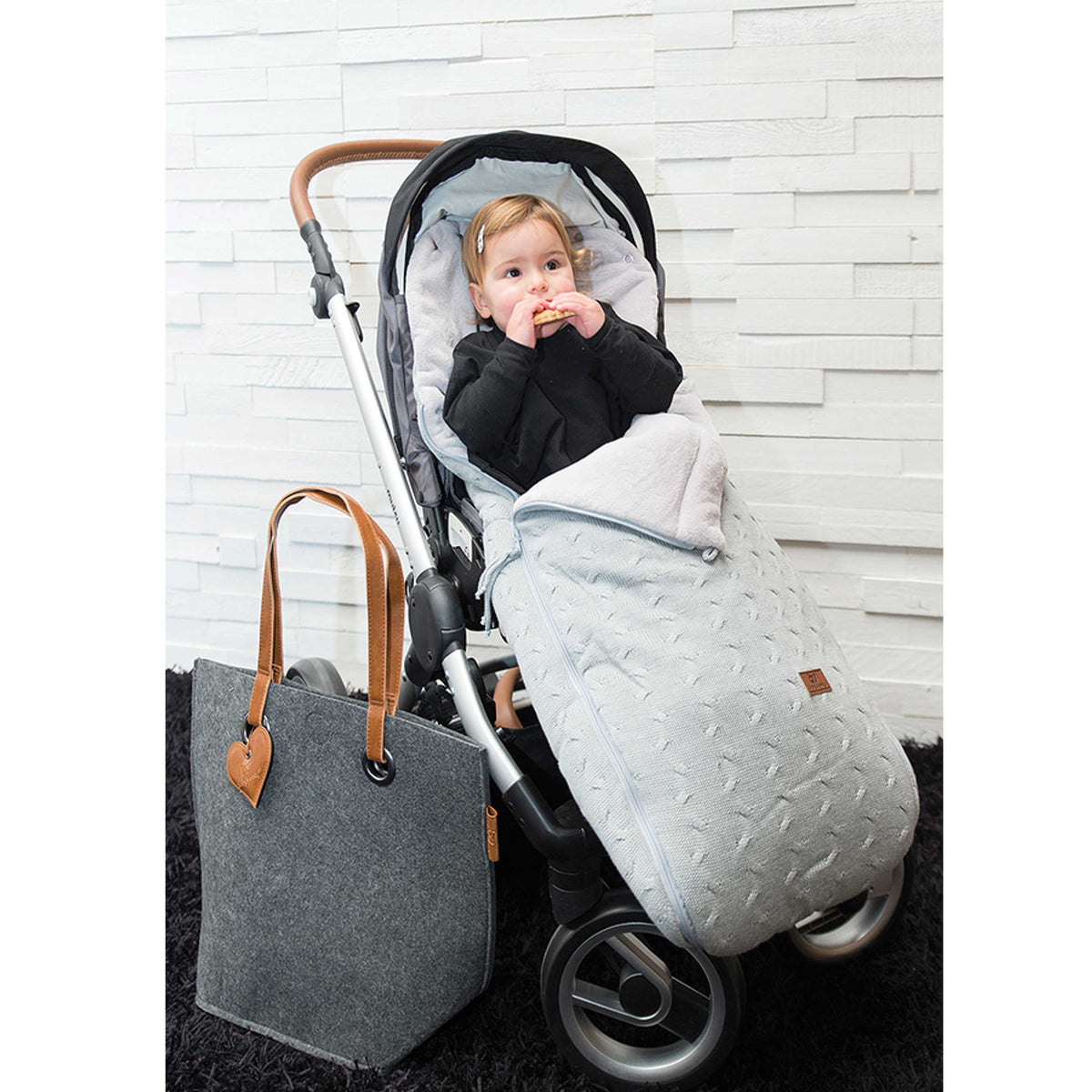 Charcoal Cable Knit Carriage Foot Muff