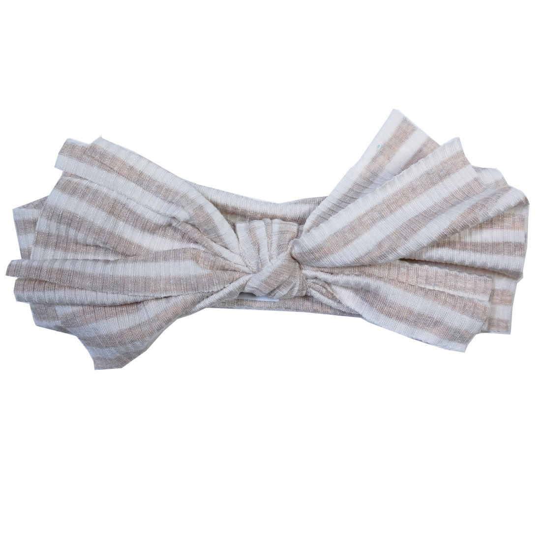 Beige/White Ribbed Floppy Bow Hairband
