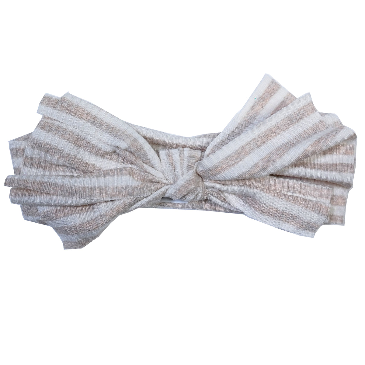 Beige/White Ribbed Floppy Bow Hairband