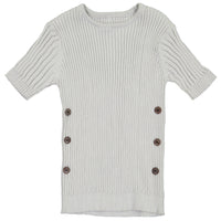 Belati Light Grey Ribbed Knit With Side Buttons Sweater